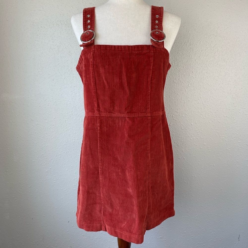 Justify Burnt Orange Corduroy Midi Dress Size M EUC